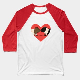 Two Guinea Pig Faces in Red Heart Baseball T-Shirt